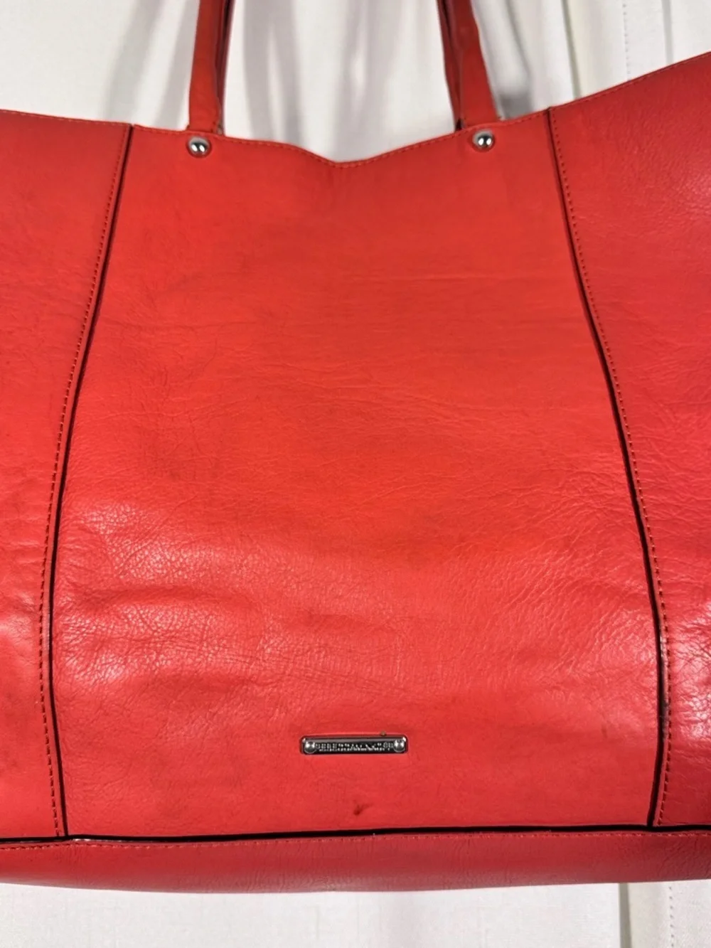 Rebecca Minkoff Coral Red Leather Tote Bag
